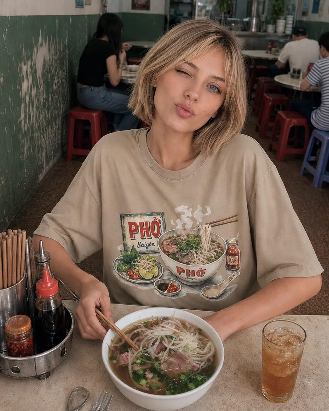 AVA — Phở Rising tee, close up